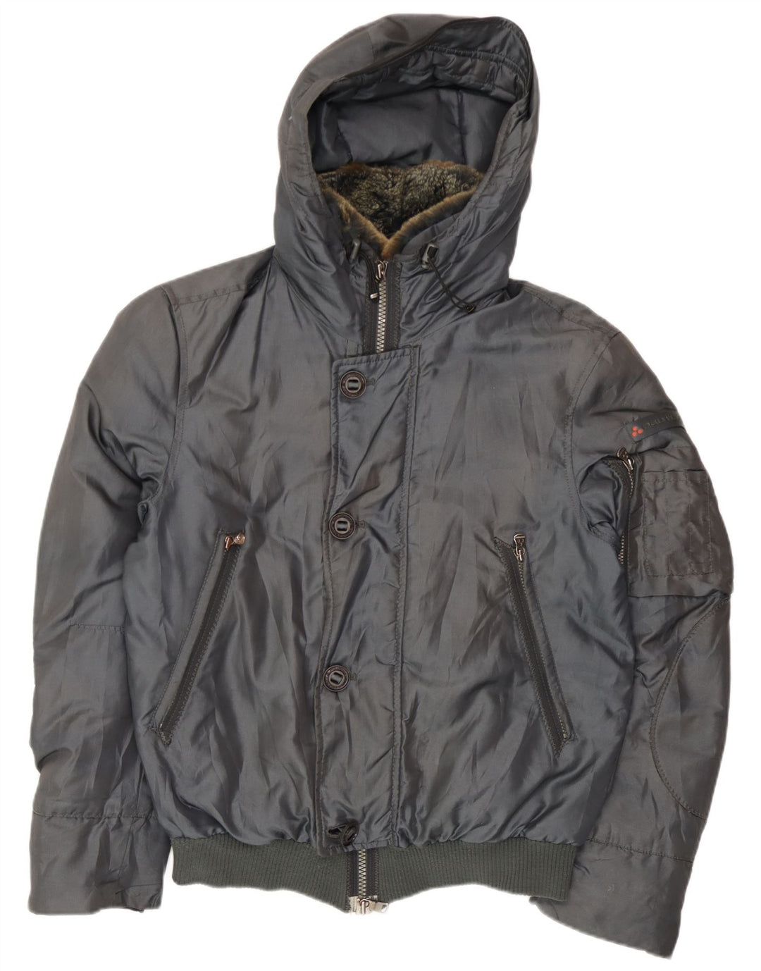 PEUTEREY Veste matelassée à capuche pour homme UK 38 Gris moyen Polyamide