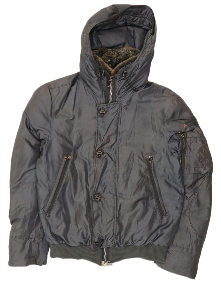 PEUTEREY Veste matelassée à capuche pour homme UK 38 Gris moyen Polyamide