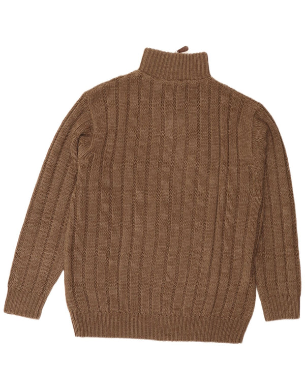 Rover & Lake Pull col zippé pour homme EU 52 Large Marron Polyacrylique