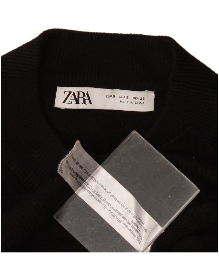 Zara Pull surdimensionné à col roulé pour femme UK 10 Petite viscose noire