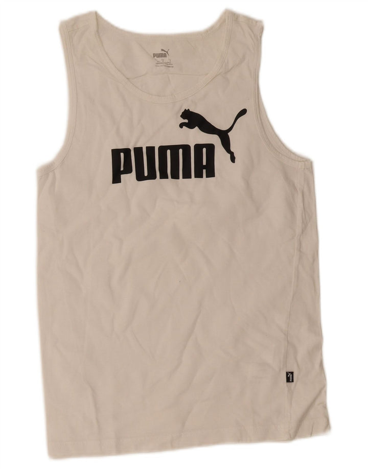 Puma Débardeur Graphic Homme Petit Blanc Coton