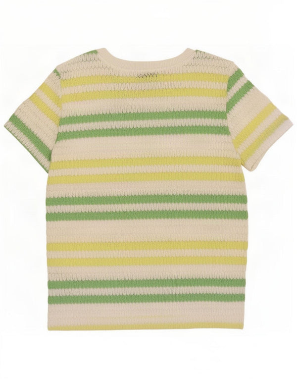 Zara Womens Knit Blouse Top UK 10 Petit Polyester Rayé Multicolore