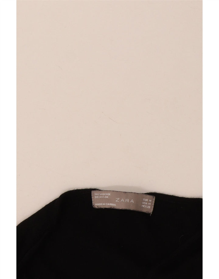 Zara Womens Open Cardigan Sweater UK 12 Medium Noir Viscose