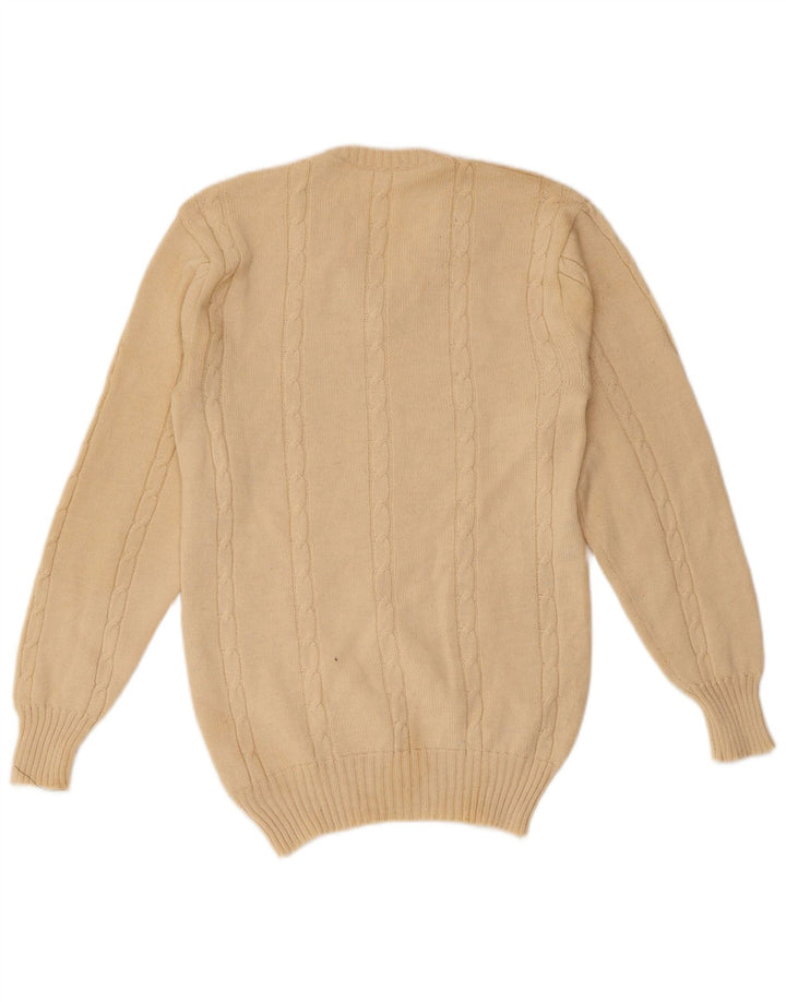 vintage Homme Col V Pull Pull XS Beige
