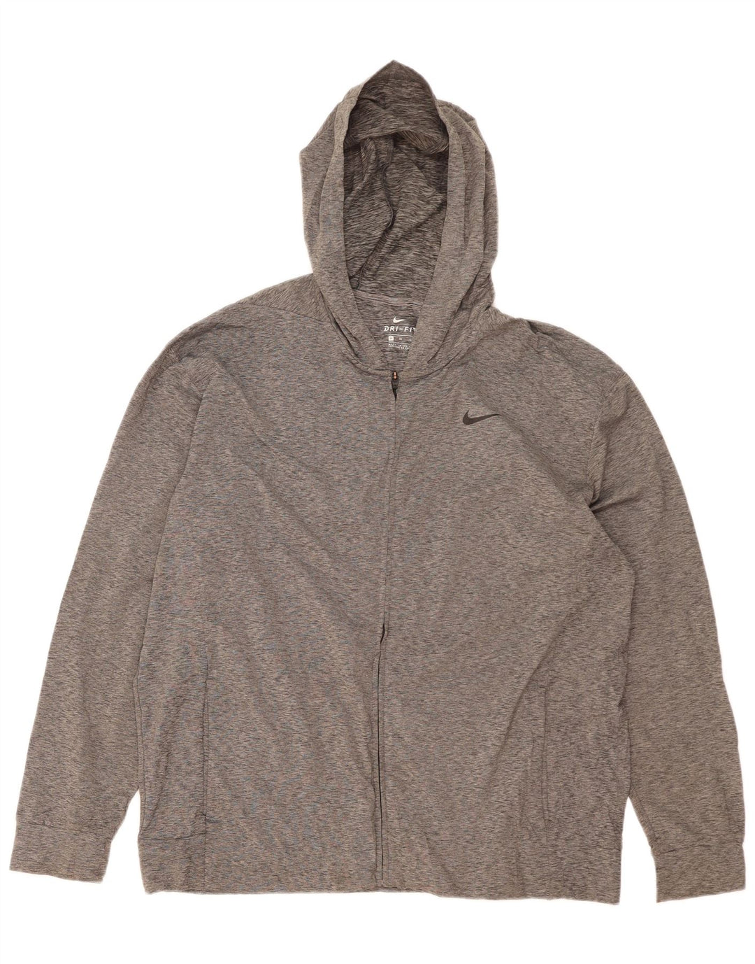 NIKE Pull à capuche zippé Dri Fit pour homme XL en polyester moucheté gris