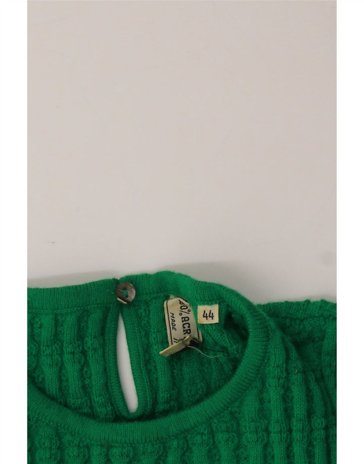 VINTAGE Womens Boat Neck Jumper Sweater IT 44 Medium Green Acrylic Vintage Vintage and Second-Hand Vintage from Messina Hembry 