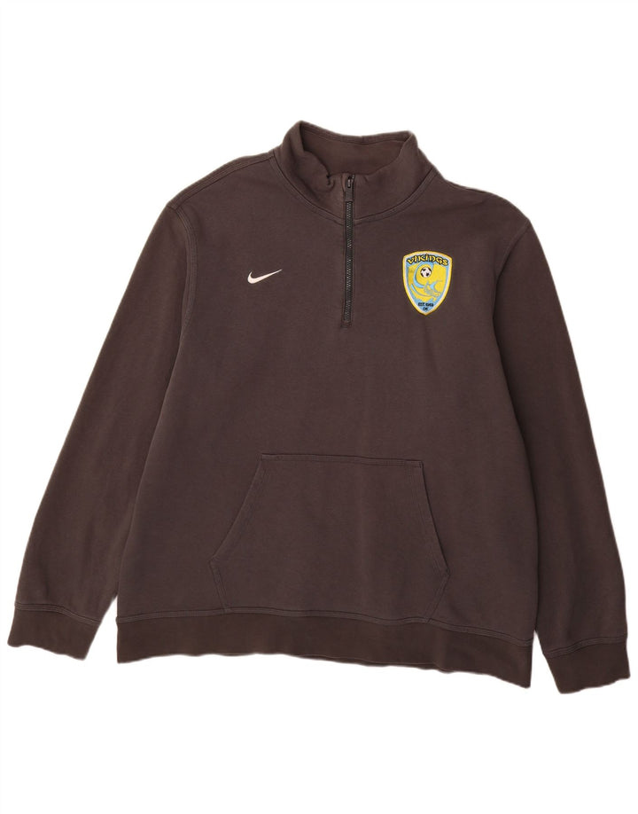 Nike Sweat-shirt à col zippé pour homme XL Gris Coton