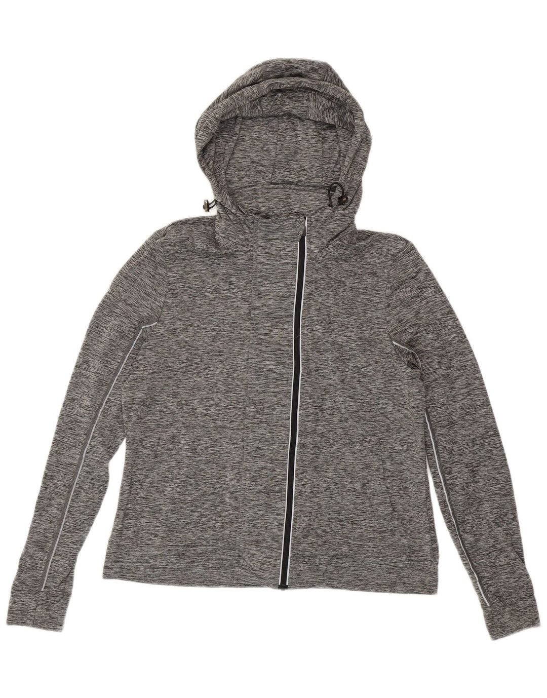 SUPERDRY Pull à capuche zippé graphique pour femme UK 14 Gris moyen moucheté