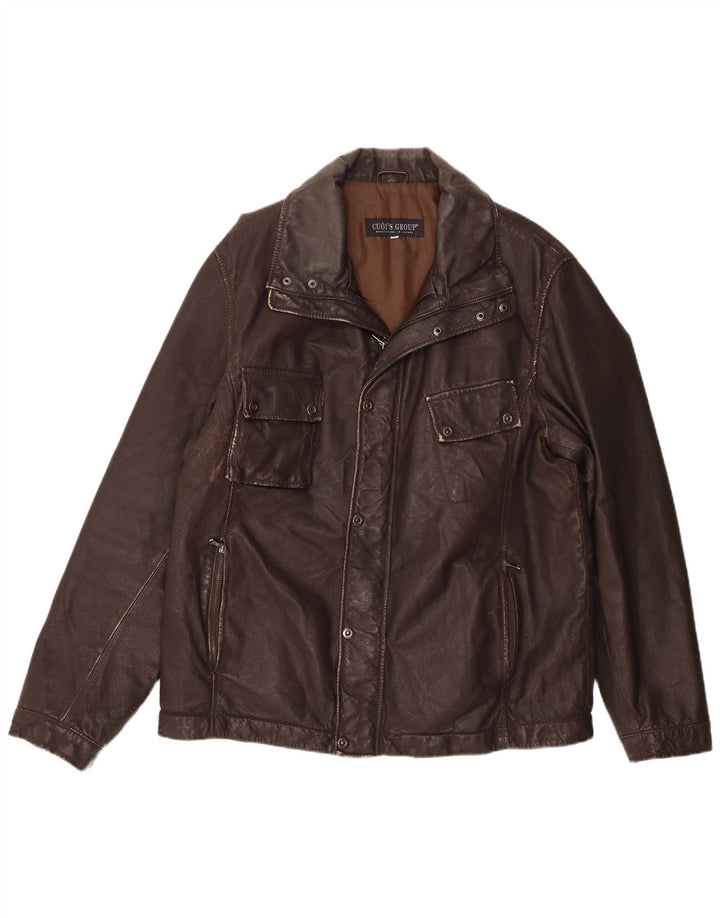 Veste en cuir homme vintage IT 54 2XL Cuir marron