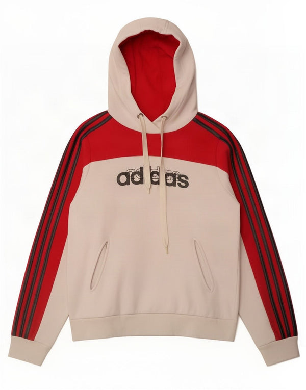 Adidas Pull à capuche graphique pour femme UK 14 en coton color block blanc moyen