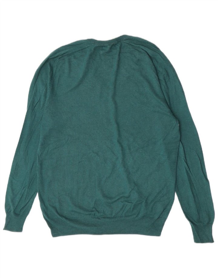 Massimo Dutti Pull col V pour homme en soie verte Taille S