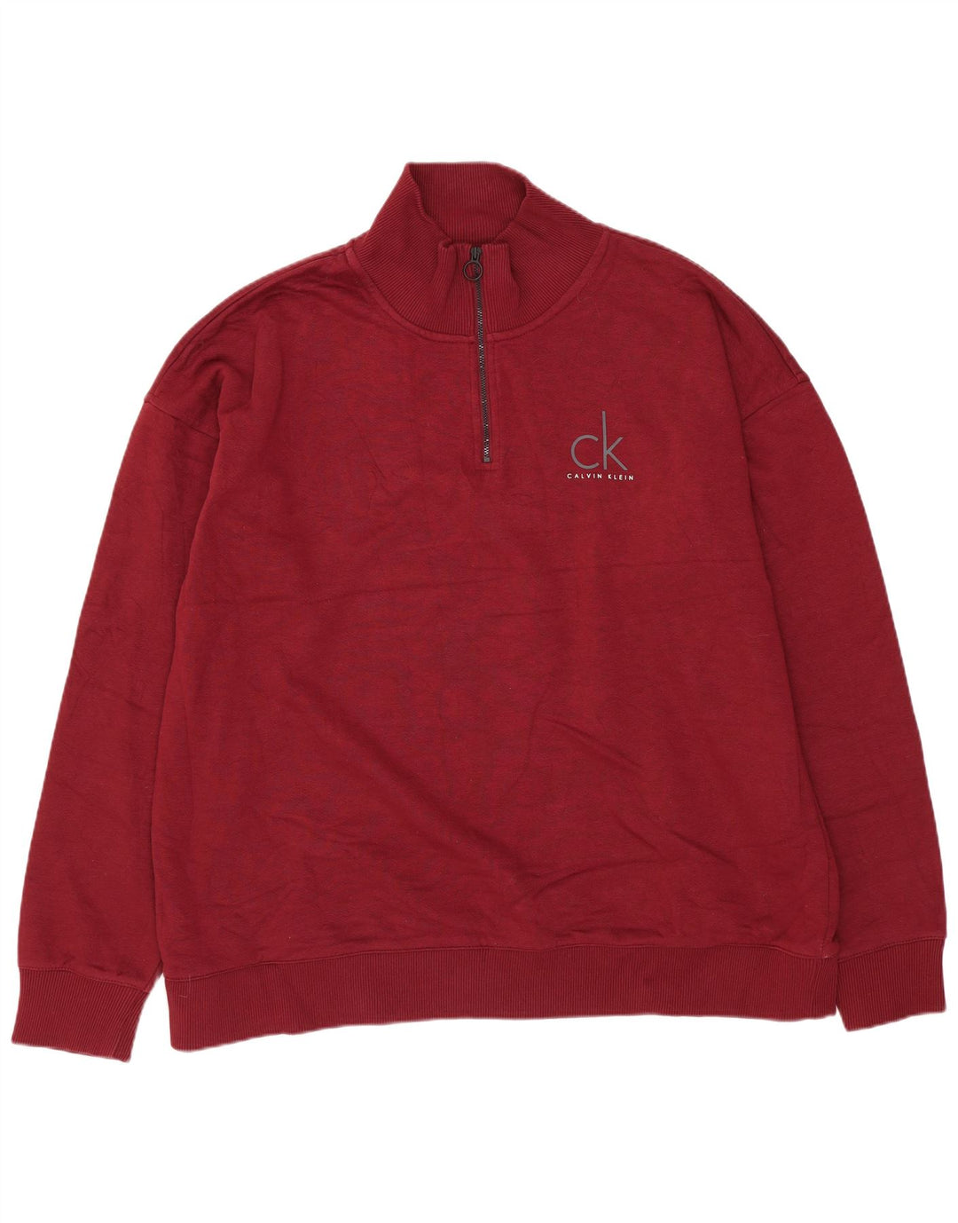 Calvin Klein Sweat-shirt à col zippé pour homme en coton marron Taille L