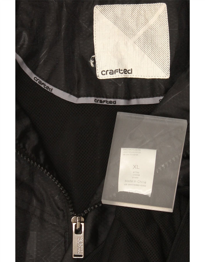 vintage Mens Graphic Hooded Bomber Jacket UK 42 XL Noir Géométrique