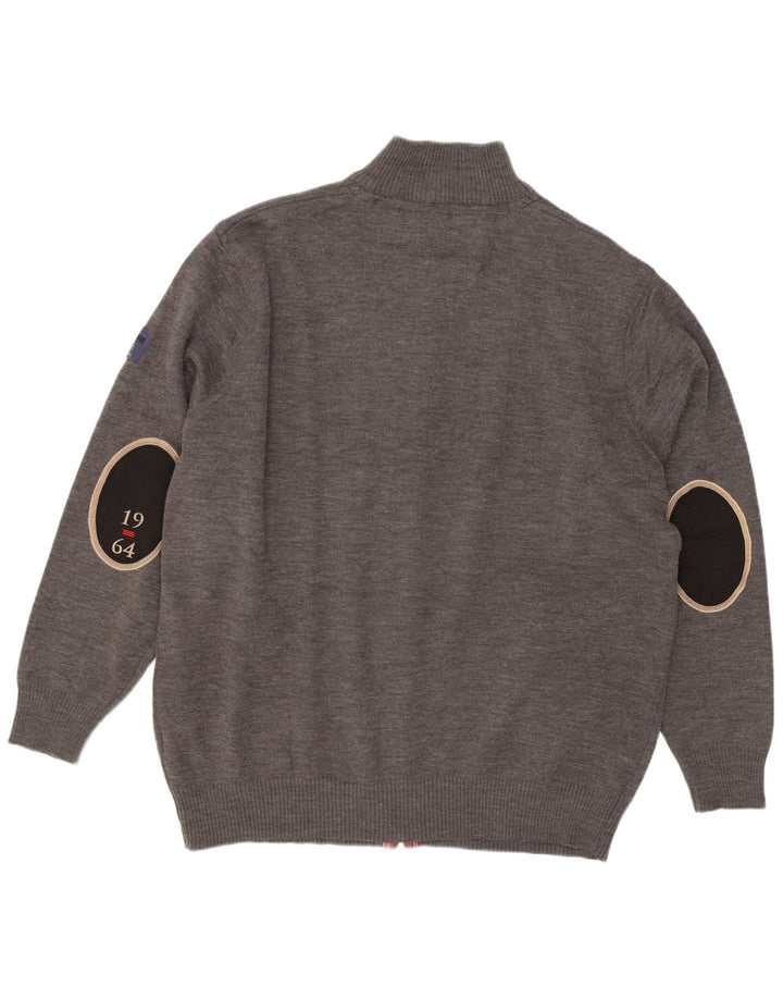 vintage Mens Cardigan Pull 5XL Gris Laine Mérinos