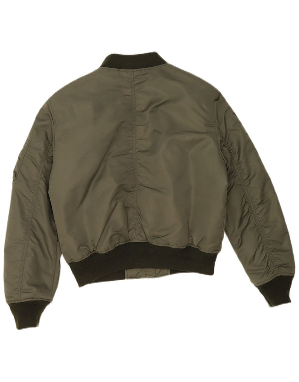 Superdry Veste surdimensionnée MA-1 Flight pour femme UK 10 Small Kaki Colourblock