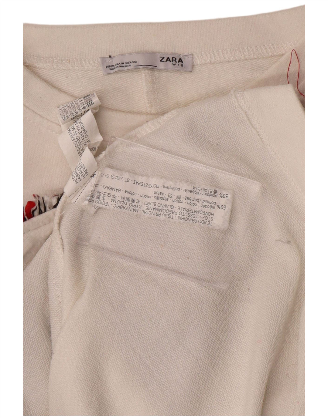 ZARA Femme Sweat-shirt surdimensionné UK 14 Medium Blanc Colourblock