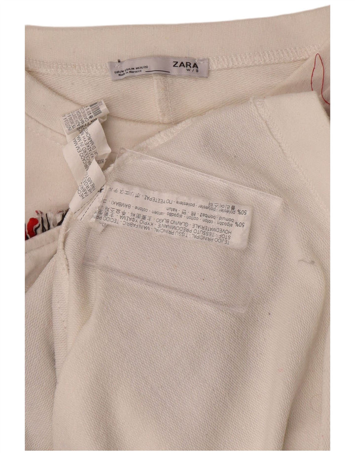 ZARA Femme Sweat-shirt surdimensionné UK 14 Medium Blanc Colourblock