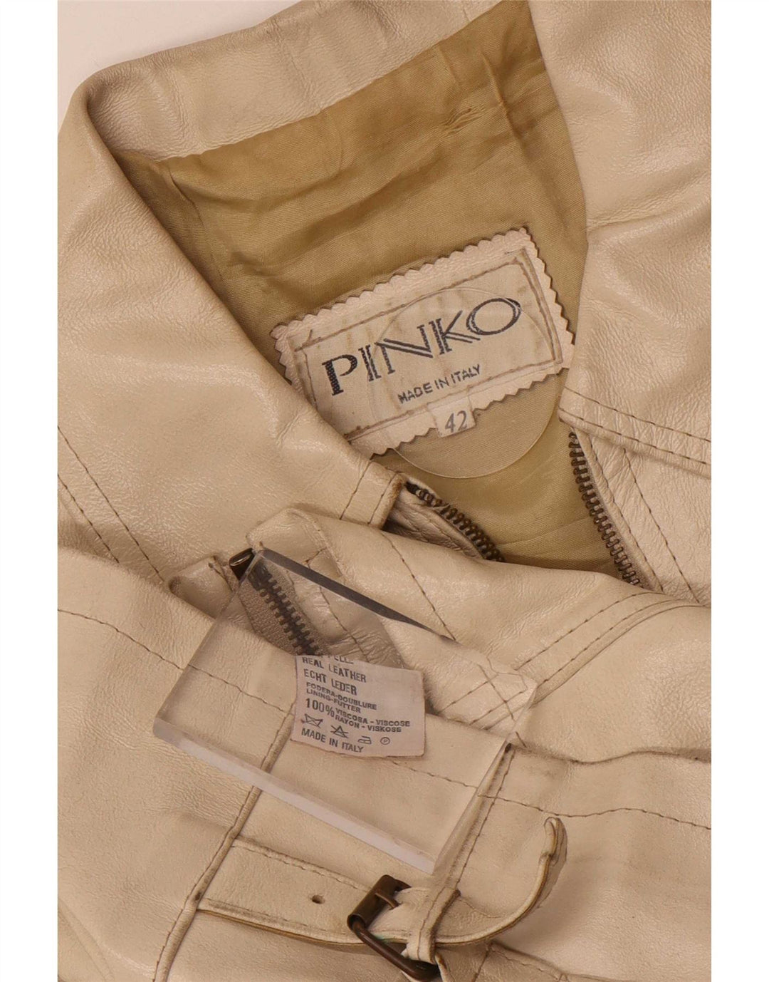 Pinko Veste en cuir pour femme IT 42 Beige moyen