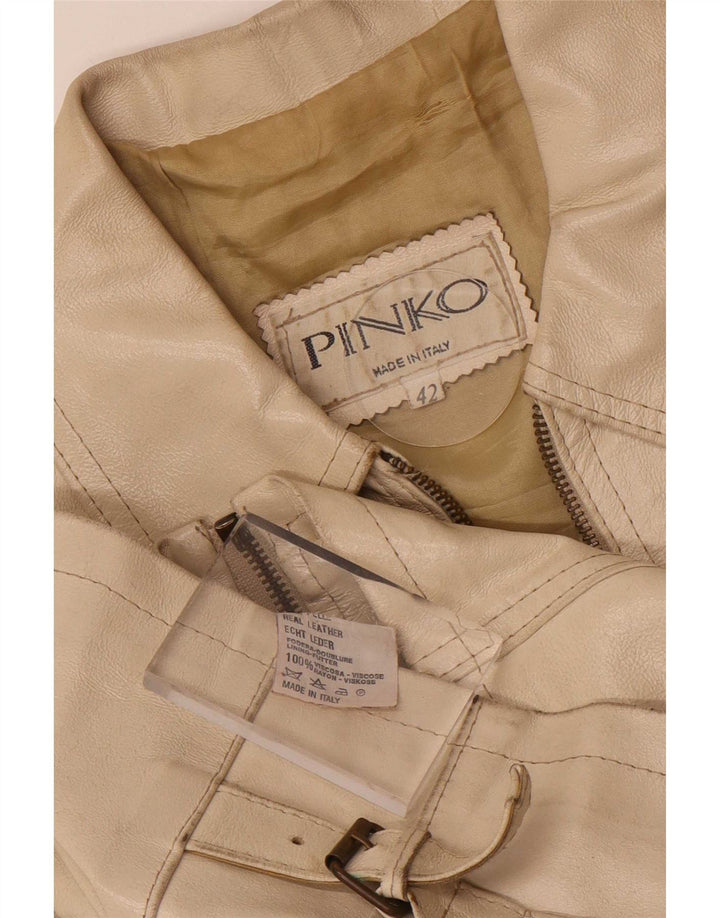 Pinko Veste en cuir pour femme IT 42 Beige moyen