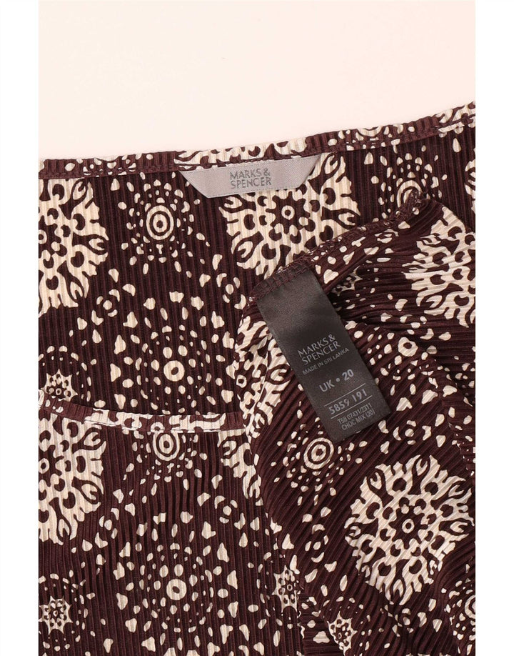 Marks & Spencer Haut à motif abstrait pour femme Manches 3/4 UK 20 2XL Marron