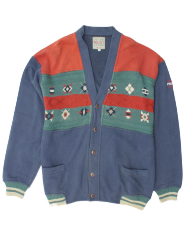 Sport Project Cardigan Homme Pull Large Bleu Géométrique Coton