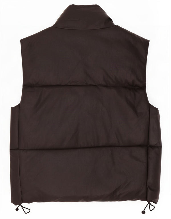 Zara Gilet rembourré surdimensionné en similicuir pour femme UK 10 Small Noir Polyester