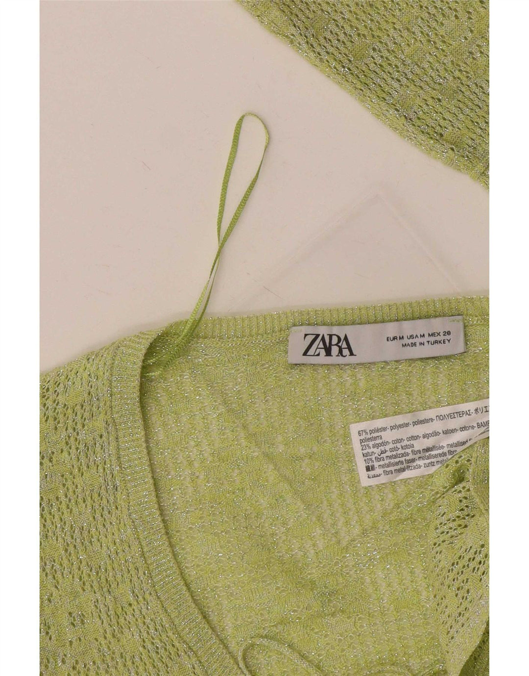 Zara Womens Crop Cardigan Top UK 12 Polyester Vert Moyen