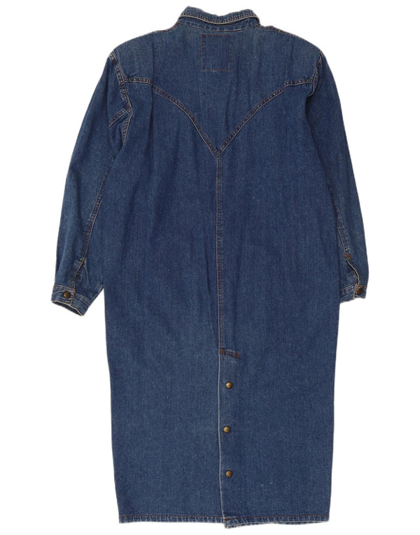 vintage Femme Denim Chemise Robe UK 14 Bleu Moyen