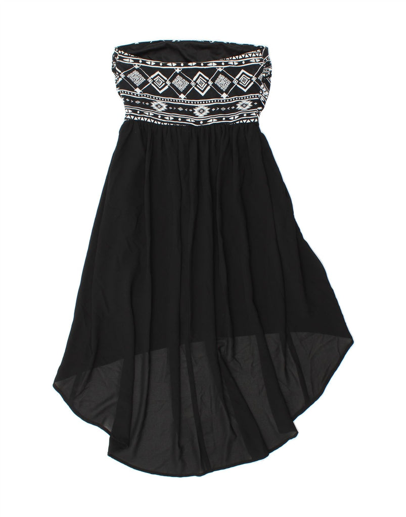 FOREVER 21 Womens Strapless Dress UK 8 Small Black Geometric Rayon Vintage Forever 21 and Second-Hand Forever 21 from Messina Hembry 