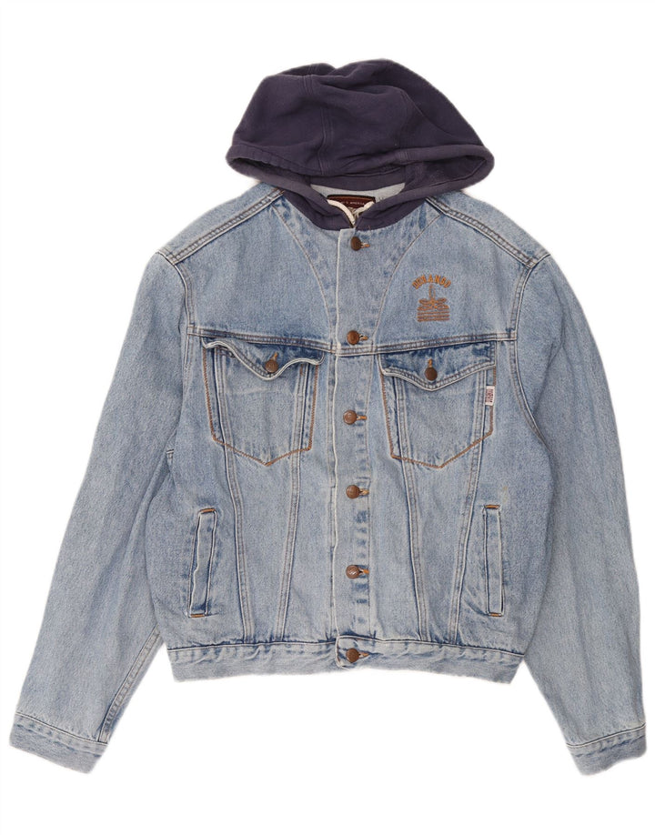 DURANGO Veste en jean à capuche pour homme UK 40 Large Bleu Colorblock Coton