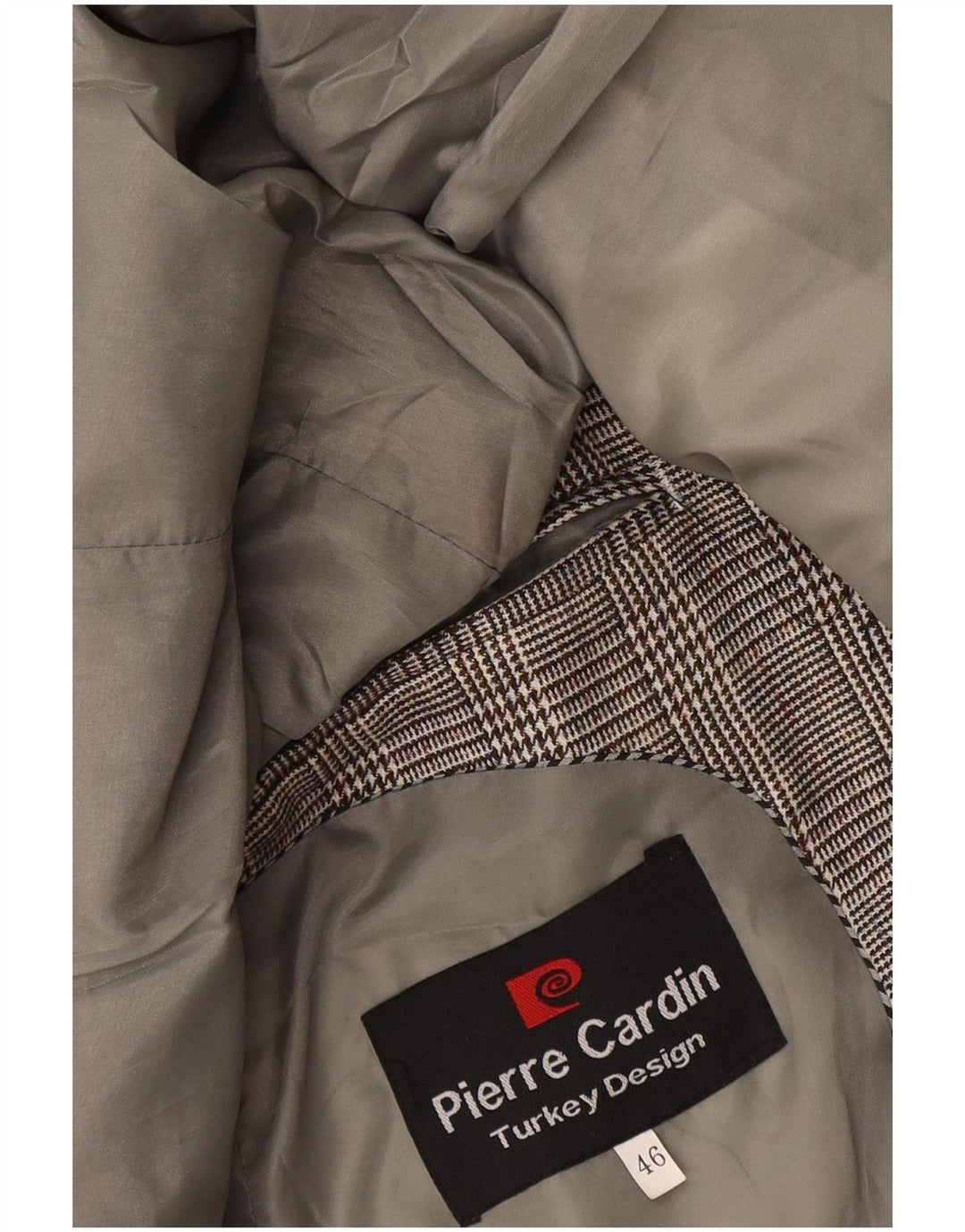 Pierre Cardin Veste Blazer 1 Bouton Homme EU 46 Petit Pied De Poule Gris