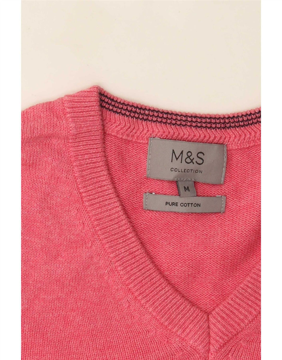Marks & Spencer Pull Col V Homme Rose Moyen Coton