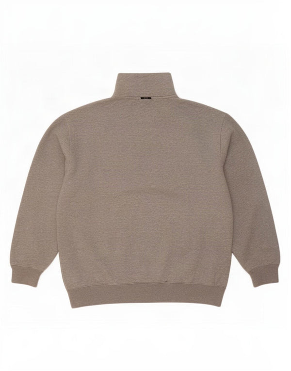 Nautica Sweat-shirt col zippé pour homme XL en coton moucheté gris