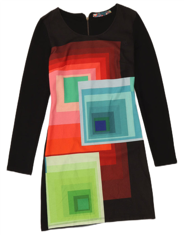 Desigual Womens Basic Dress UK 42 Medium Noir Géométrique Polyester