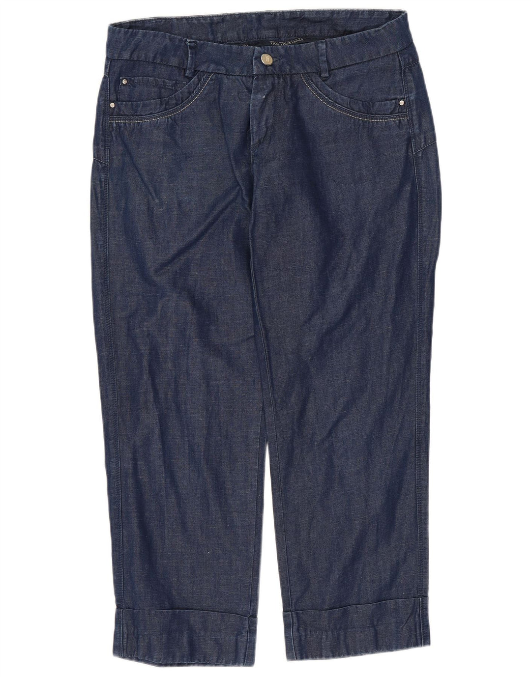 TRUSSARDI Jean Court W26 L24 Bleu Marine Coton Femme