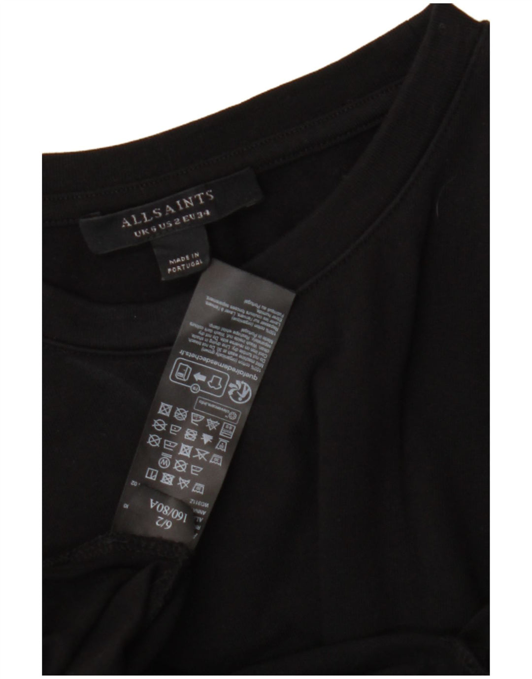 ALL SAINTS Womens T-Shirt Dress UK 6 XS Black Cotton Vintage All Saints and Second-Hand All Saints from Messina Hembry 