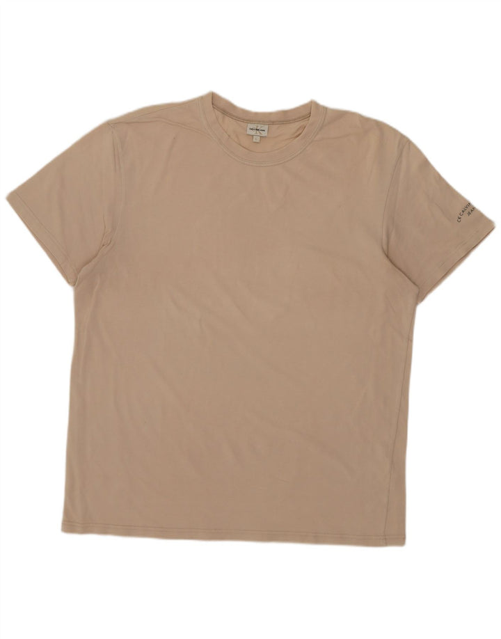 CALVIN KLEIN JEANS T-Shirt Homme Top Large Beige Coton
