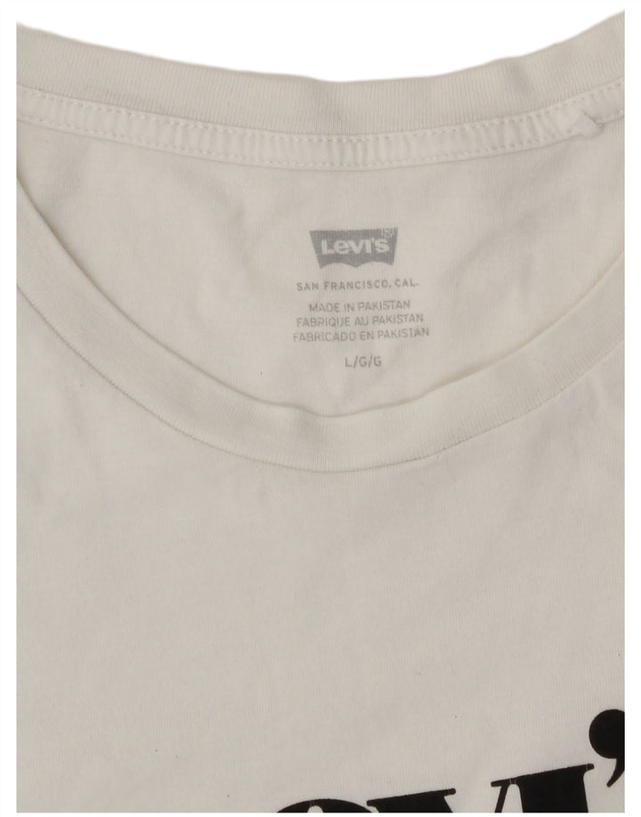 Levi's T-Shirt Graphique Femme UK 16 Large Blanc