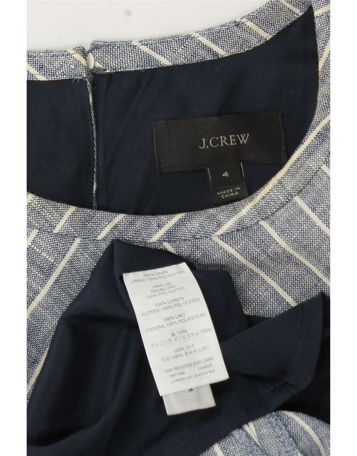 J. CREW Robe trapèze sans manches pour femme US 4 Petit lin rayé bleu