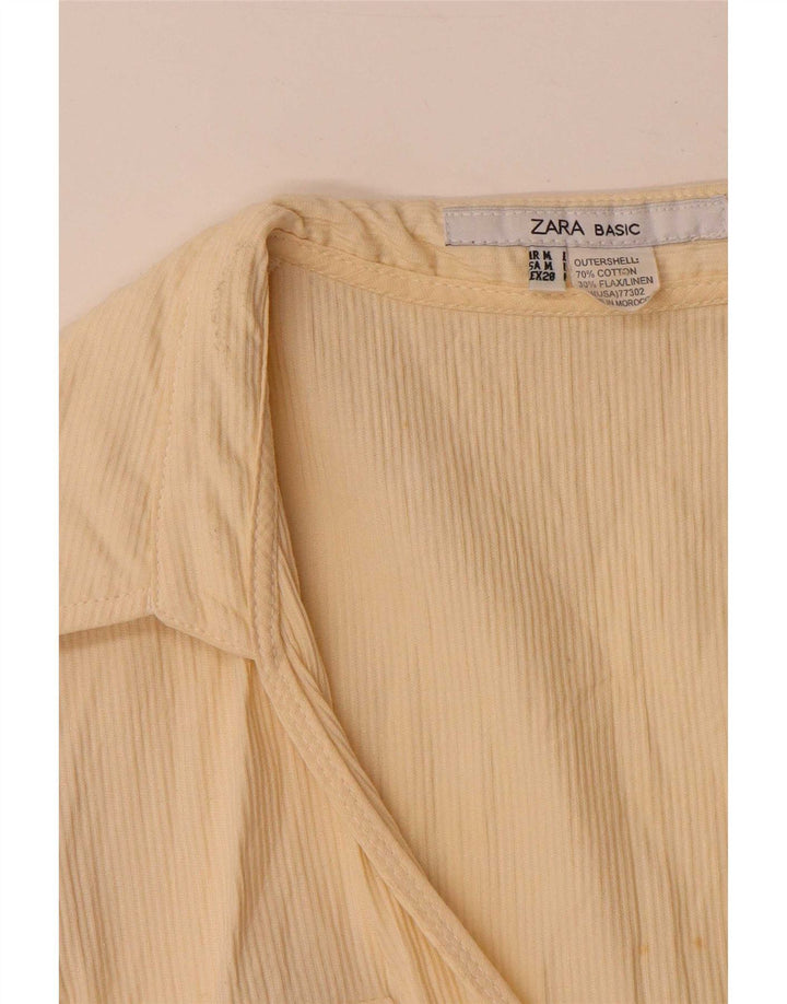 Zara Robe trapèze pour femme UK 12 en coton jaune moyen