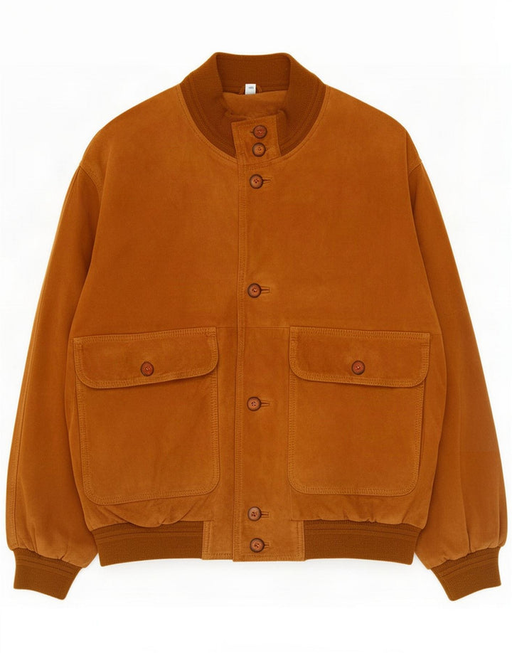 Blouson aviateur vintage en daim pour homme IT 46 petit cuir marron
