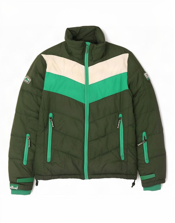 Superdry Veste matelassée pour hommes UK 40 Large Vert Colorblock Polyester