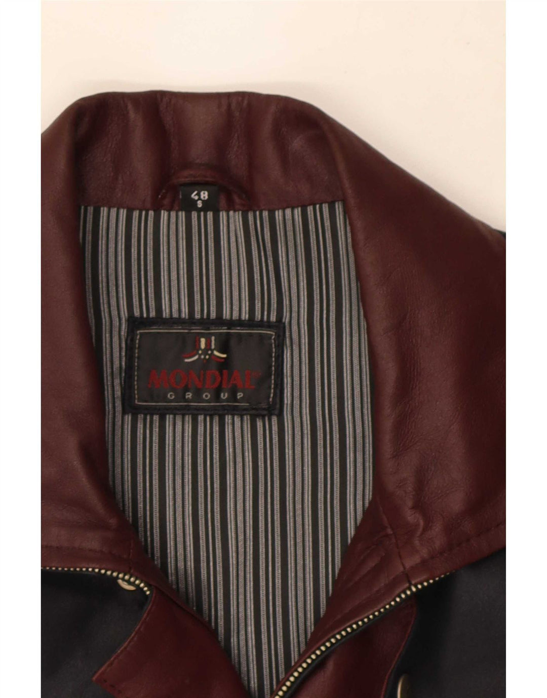 Mondial Veste en Cuir Homme IT 48 Petit Cuir Colorblock Noir
