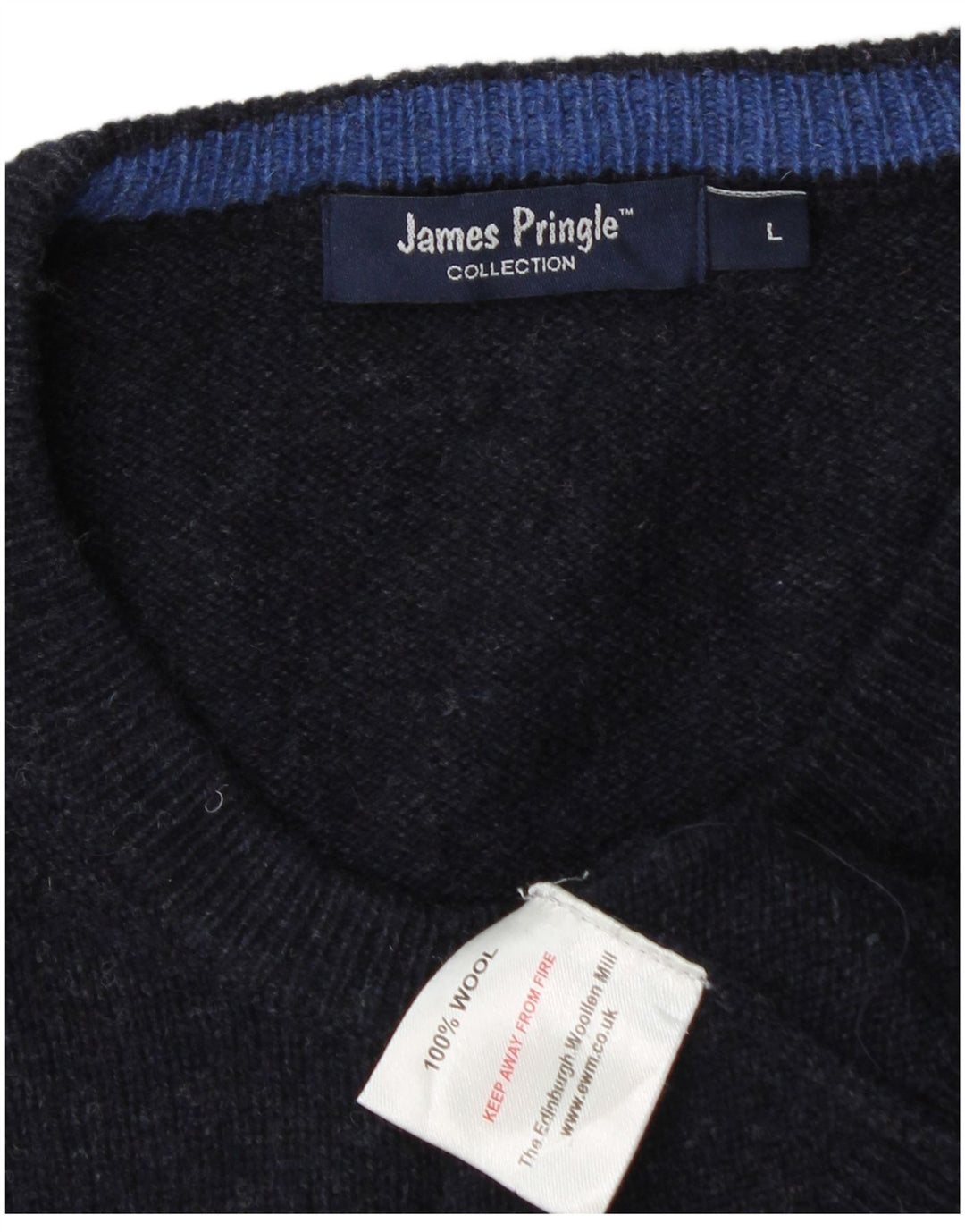JAMES PRINGLE Pull à col rond pour homme en laine bleu marine