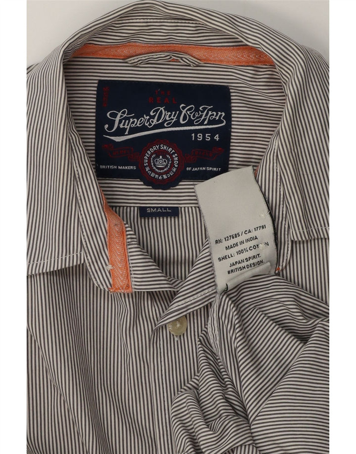 Superdry Chemise Homme En Coton À Fines Rayures Gris Petit
