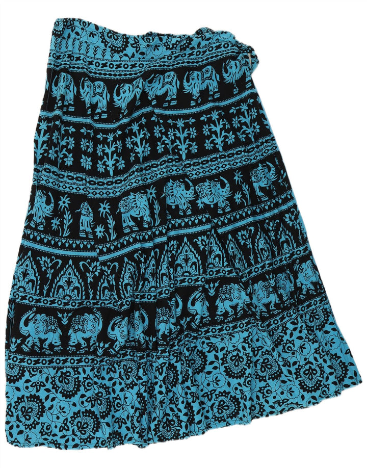 VINTAGE Womens Wrap Skirt W40 2XL Blue Floral