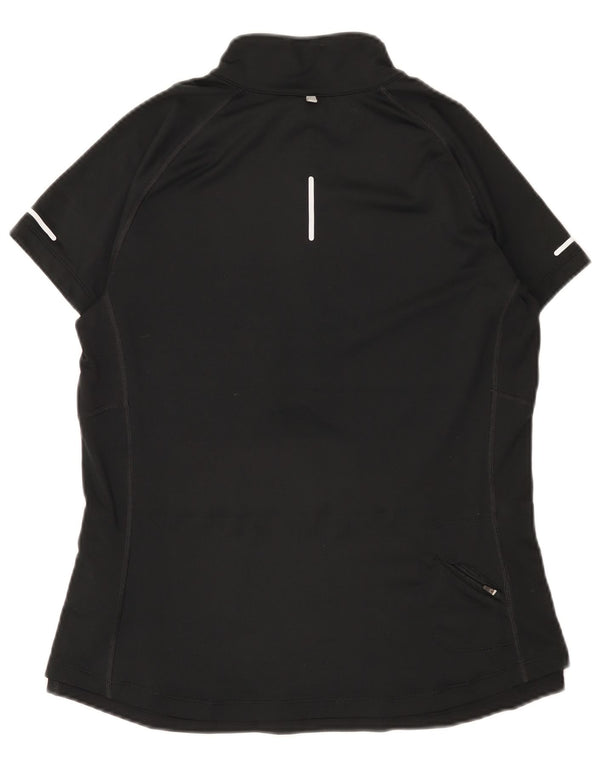 Nike T-shirt Dri Fit à col zippé pour femme UK 14 Large Noir Polyester
