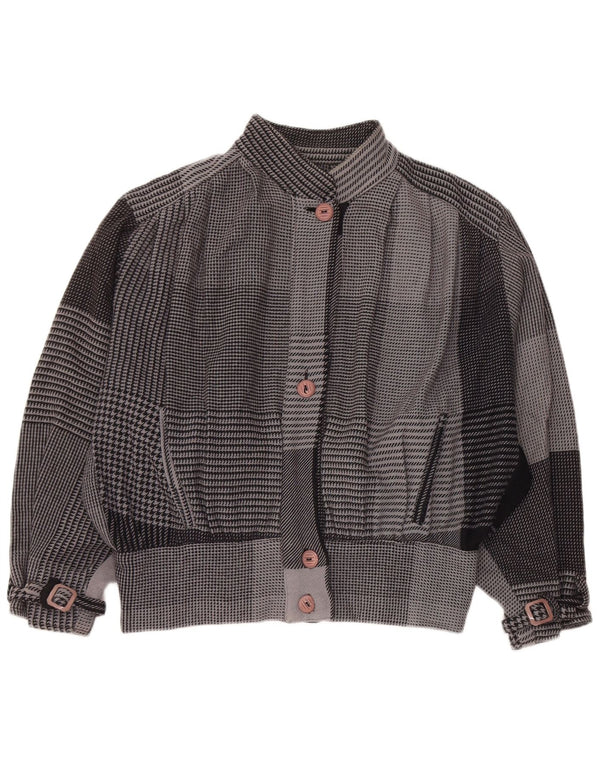 veste bomber surdimensionnée femme vintage UK 18 XL pied de poule gris