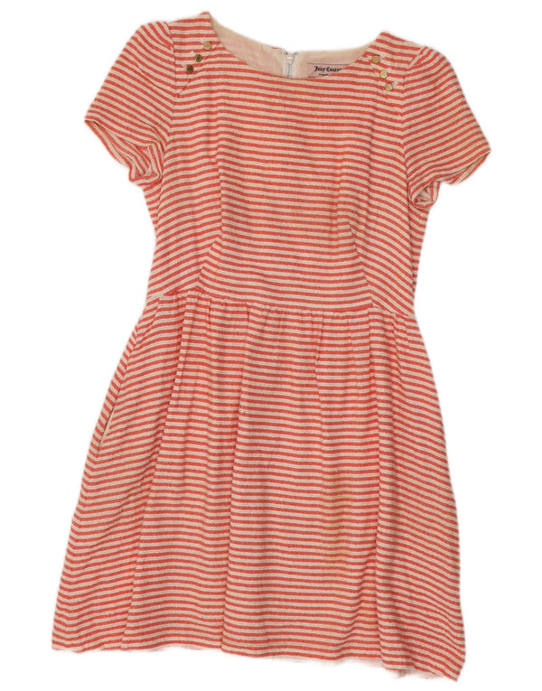 Juicy Couture Robe trapèze pour femme UK 10 Petit coton rayé rouge