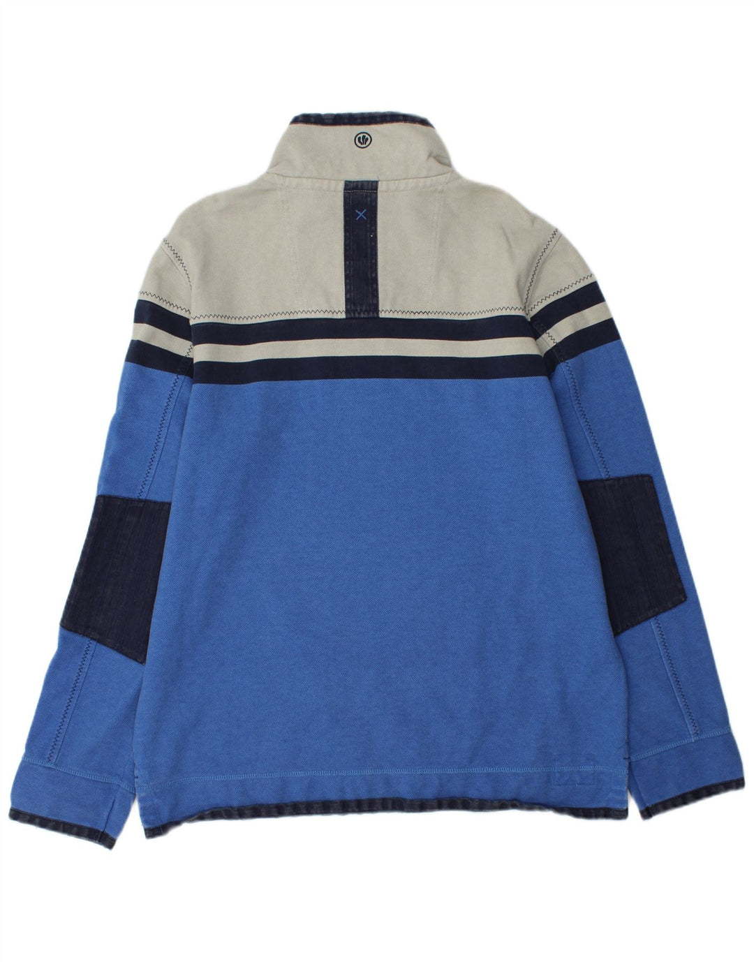 FAT FACE Sweat-shirt à col zippé pour homme en coton color block Bleu Taille L